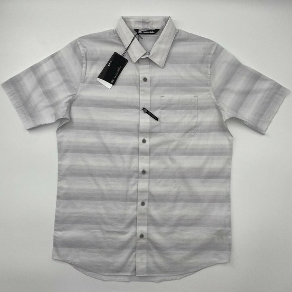Travis Mathew Men's Casual Button Down Short Sleeve Shirt Increments White sz S - Picture 1 of 5
